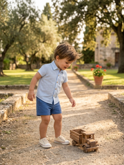 BOYS VICHY SHIRT WITH SHORT 2P MAEMUKI