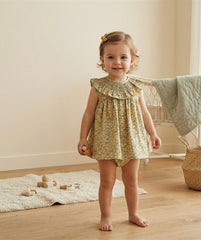 GIRLS FLORAL SHORT DRESS WITH BLOOMER 2P SET RAVENA