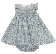GIRL FLORAL AND RUFFLE SLEEVE SHORT DRESS BLOOMER SET MALDIVAS