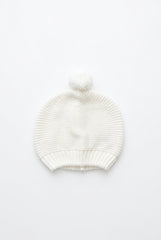 IVORY BABY KNITTED POM POM BONNET