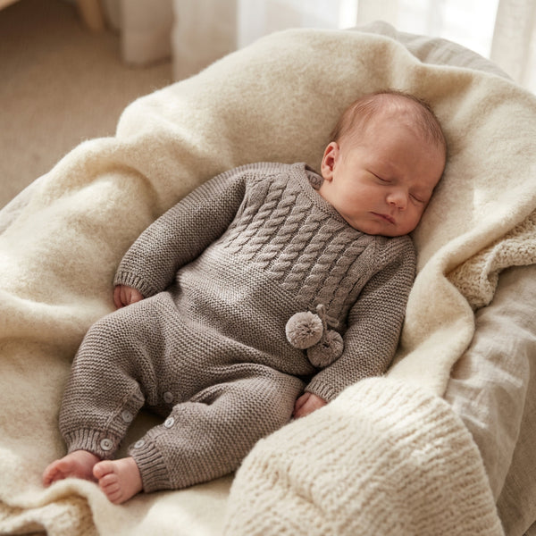 VISON POM POMS KNITTED ROMPER