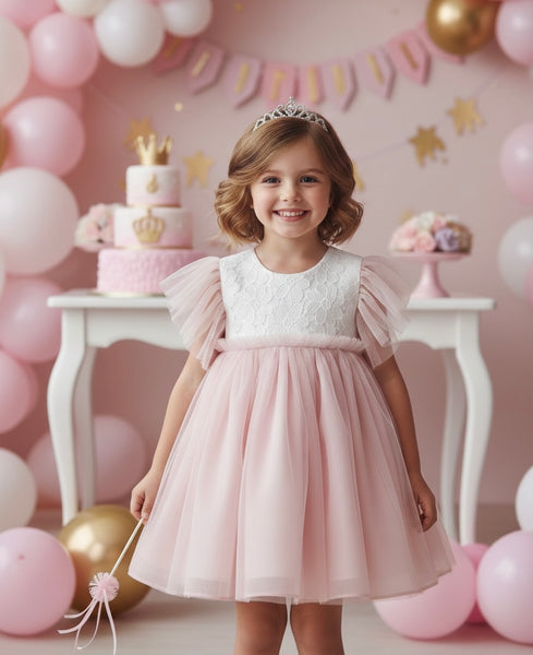 GIRL TULLE FLORAL DETAIL DRESS SKYE