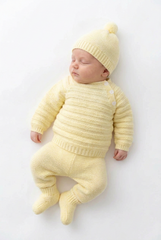 LIGHT YELLOW NEWBORN STRIPES WITH BOOTIES 4P SET