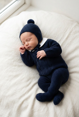 DARK BLUE NEWBORN CENTRAL CABLE AND COLLAR 3P SET