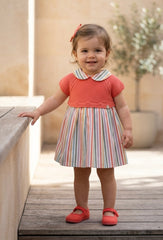 VESTIDO DE NIÑA DE VERANO A RAYAS CON CUELLO