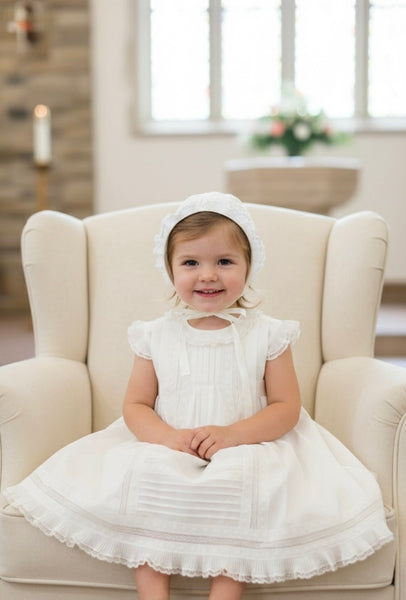 CRISTINA IVORY CEREMONY DRESS WITH BONNET