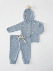 DUSTY BLUE NEWBORN COLOURED BOBBLE 3P SET