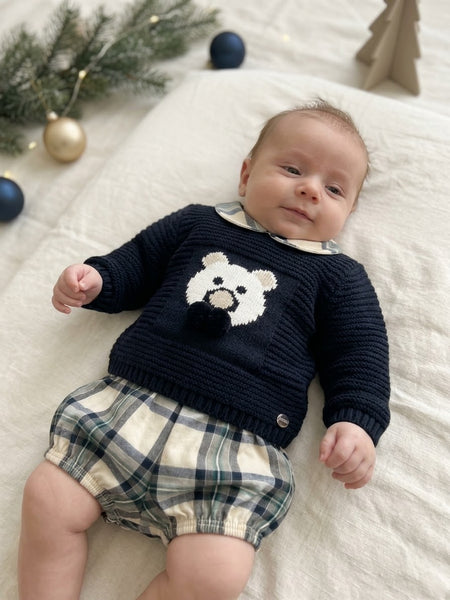 BOYS TEDDY BEAR KNITTED SWEATER AND TROUSERS 2P SET