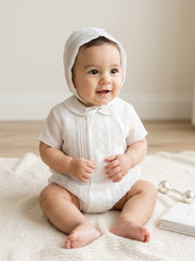 CHRISTENING WHITE ROMPER WITH BONNET
