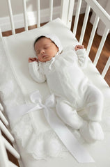 NEWBORN LACE COLLAR KNIT LUXURY ROMPER 3P SET