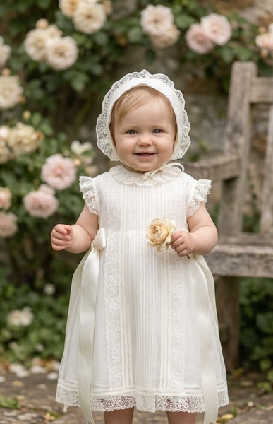 CRISTAL CHRITENING IVORY DRESS WITH BONNET 2P