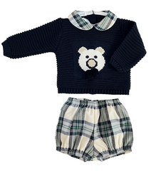BOYS TEDDY BEAR KNITTED SWEATER AND TROUSERS 2P SET