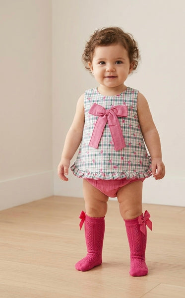 GIRLS PINK FRUITS DRESS WITH BLOOMER 2P