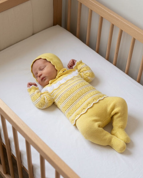 NEWBORN OPENWORK WHITE COMBINED 3P SET