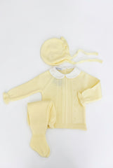LIGHT YELLOW NEWBORN BOBBLES AND COLLAR 3P SET