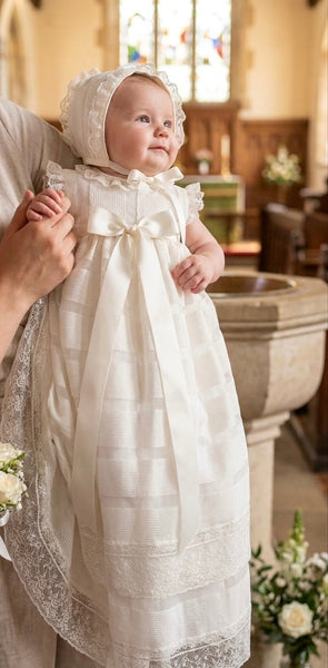 Traditional baptism gown sleeveless and lace 2p