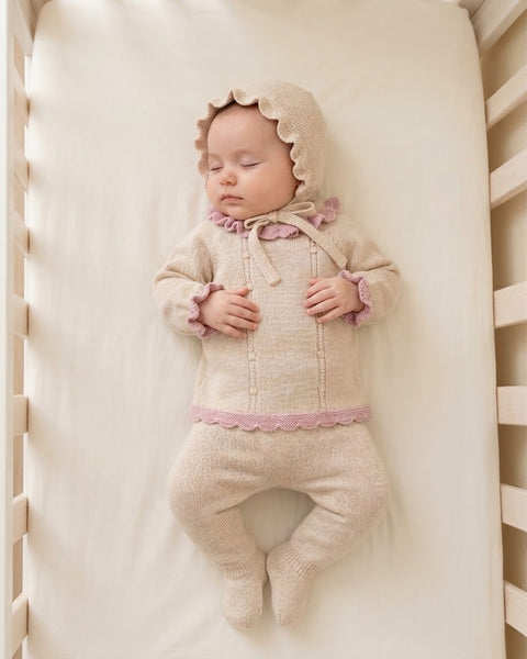 NEWBORN PLEATS AND BOBBLES 3P SET