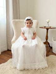 CHRISTENING LACE GOWN, BONNET AND BLOOMER 3P