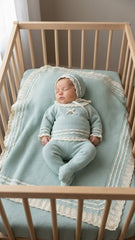 BABY PLEAT AND A RUFFLE BLANKET AND NEWBORN 4P SET