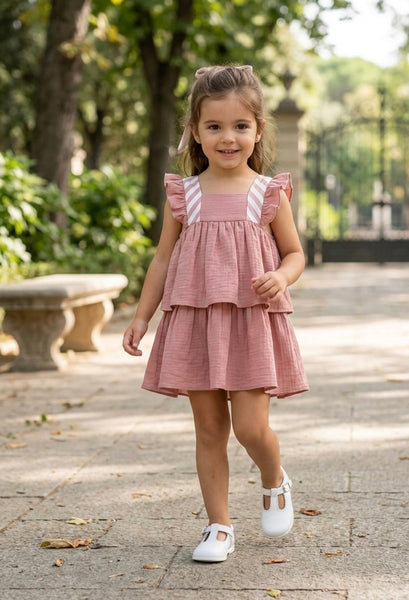 GIRL LAYERED AND STRIPES DRESS TROVADOR