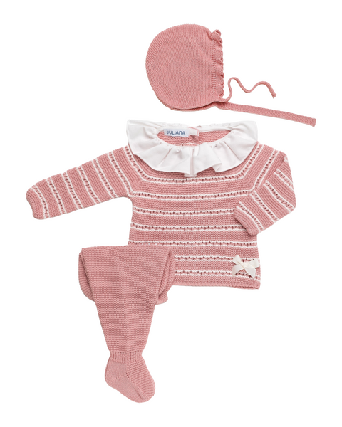NEWBORN LINES AND RUFFLE COLLAR 3P SET