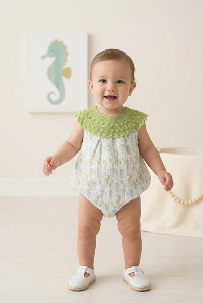 BOYS SEAHORSES KNITTED ROMPER