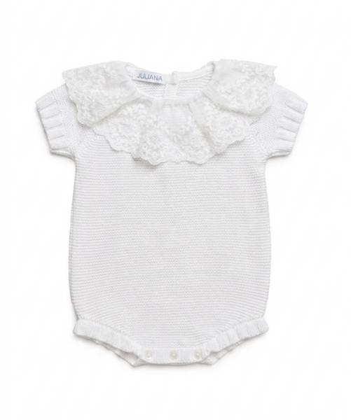 GIRLS LACE COLLAR KNITTED ROMPER