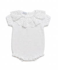 GIRLS LACE COLLAR KNITTED ROMPER