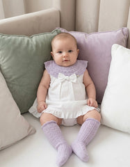 VESTIDO DE NIÑA DE PUNTO Y PLUMETI