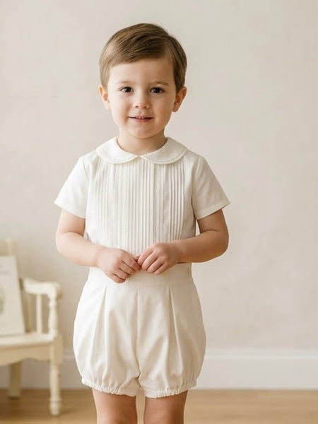 BOY TRADITIONAL PETER PAN COLLAR BAPTISM 2P SET BATISTA