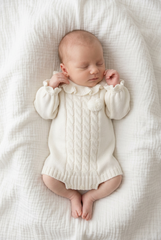 IVORY KNITTED RUFFLE ROMPER