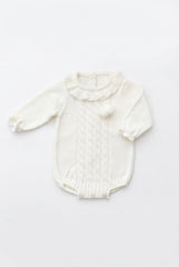 IVORY KNITTED RUFFLE ROMPER