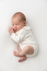 IVORY KNITTED RUFFLE ROMPER