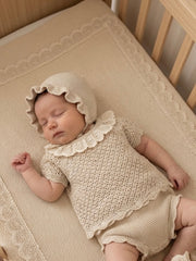 GIRLS KNITTED SHIRT DELICATE AND LACE COLLAR WITH BLOOMER 2P SET