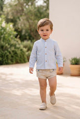 BOYS LINEN SHORT AND THIN STRIPED SHIRT 2P CRISTAL