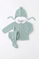 LIGHT GREEN NEWBORN CENTRAL CABLE AND COLLAR 3P SET