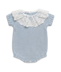 GIRLS LACE COLLAR KNITTED ROMPER