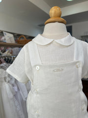 BOYS IVORY SHORT WITH SUSPENDER AND SHIRT 2P
