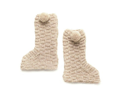 SQUARED WITH POMPONS KNITTED BOOTS