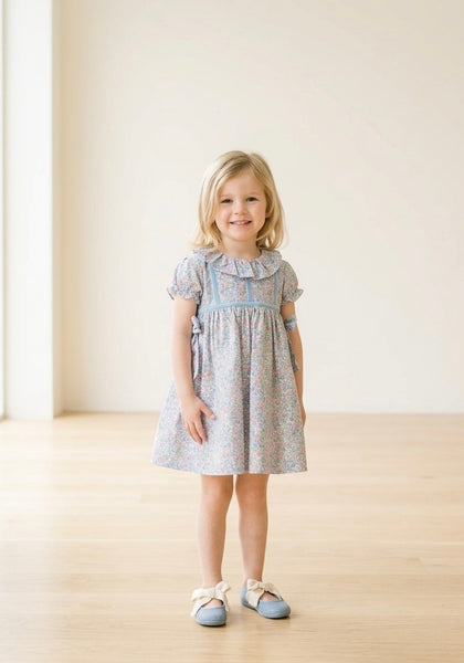 GIRLS FLORAL WITH COLLAR AND PUFF SLEEVE MALTA