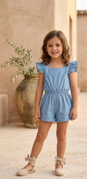 GIRLS DENIM SHORT JUMPSUIT