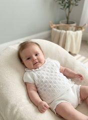 GIRLS KNITTED MIXED RUFFLE COLLAR SHIRT AND BLOOMER 2P SET