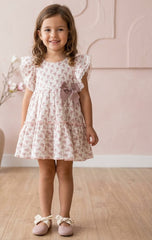 GIRLS KOALA RUFFLE SLEEVE DRESS