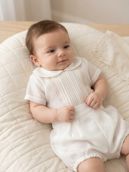 BOY TRADITIONAL PETER PAN COLLAR BAPTISM 2P SET CRISTAL