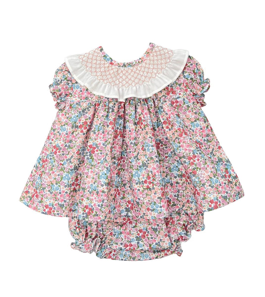 BABY FLORAL SMOCKED COLLAR DRESS SET ENCANTO