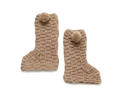 SQUARED WITH POMPONS KNITTED BOOTS