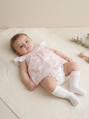 GIRLS CHERRY BLOSSOM SHORT DRESS AND BLOOMER 2P SET
