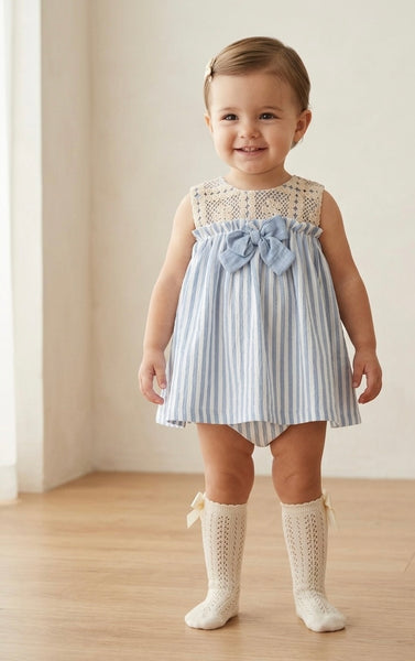 GIRLS STRIPED AND CROCHET DRESS WITH BLOOMER 2P NAGARE