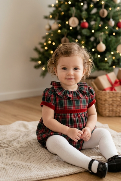 BABY CLASSIC TARTAN PUFF SLEEVE ROMPER
