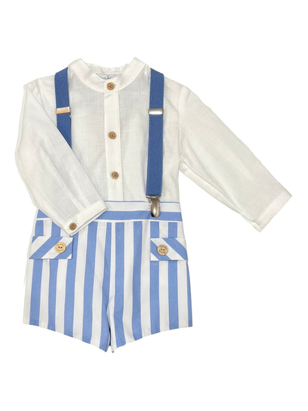 BOY WIDE STRIPED WITH SUSPENDRES LONG SLEEVE SET TROVADOR